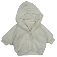 Biely vzorovaný zateplený prepínaci sveter s kapucňou Matalan