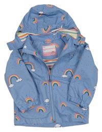 Modrá šusťáková jarní bunda s duhami a kapucí TCM