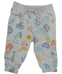 Sivé melírované tepláky s farebnymi obrázky Primark