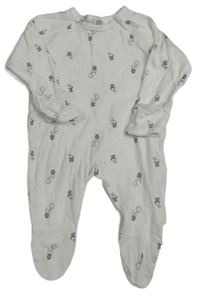 Biely overal s králíčky