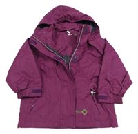 Vínová šušťáková jarná bunda s odopínacíá kapucňou FEEL