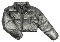 Tmavošedá šusťáková zimní crop bunda New Look