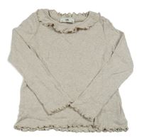 Béžové žebrované triko s volánkem C&A