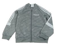 Šedá vzorovaná sportovní propínací mikina s logem Adidas