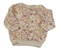 Šedo-růžová květovaná mikina 