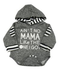 Šedé melírované teplákové body s nápisem a kapucí 