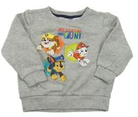 Šedá melírovaná mikina s Tlapkovou patrolou Nickelodeon