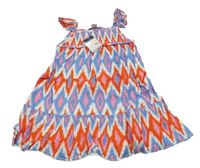 Nové - modro-červené vzorované ľahké šaty Primark