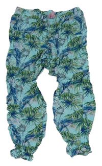 Modro-zelené ľahké nohavice s listami S. Oliver