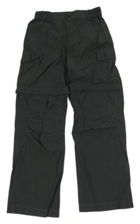 Tmavošedé šusťákové outdoorové kalhoty s kapsami 