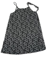 Čierno-biele kvetované rebrované šaty Primark