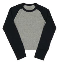 Sivo-čierne rebrované crop tričko Primark