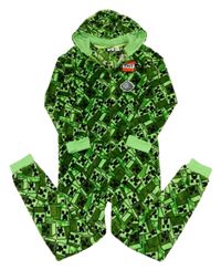 Zeleno-čierna plyšová kombinéza s Minecraft a kapucňou Primark