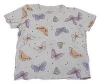 Biele crop tričko s motýlikmi Primark