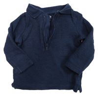 Tmavomodré žebrované polo triko F&F