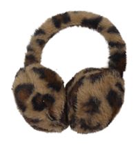 Hnědé leopardí chlupaté klapky na uši 