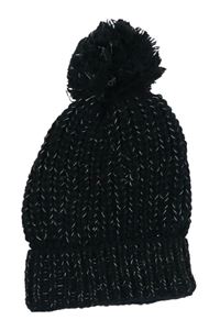 Tmavomodrá melírovaná pletená čapica s brmbolcom X-Mail