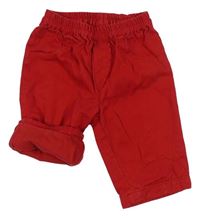 Červené plátenné podšité nohavice