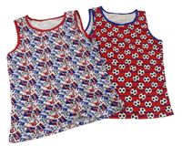 2x tílko - Červeno-modré pruhované s míči + bílo-modro-červené s nápisy a míči Primark