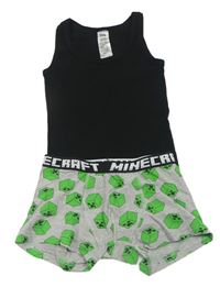 2set - Černé tílko + šedé boxerky - Minecraft