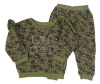 2set - Khaki-šedo-růžová mikina s nápisem a leopardím vzorem + tepláky Matalan
