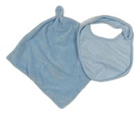 2set - světlemodrý bryndák s hvězdami + světlemodrý plyšový usínáček