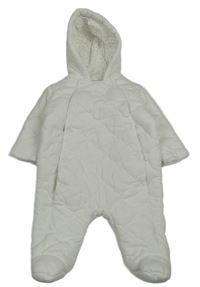 Bílá zateplená prošívaná zateplená kombinéza s kapucí George