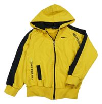 Žlto-čierna prepínaci mikina s výšivkami a kapucí Nike