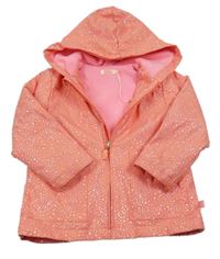 Růžová puntíkatá voděodolná zateplená bunda s kapucí 