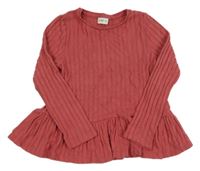 Růžová žebrovaná úpletová tunika F&F