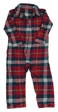 Červeno-bílo-zeleno-tmavomodrý kostkovaný overal M&S