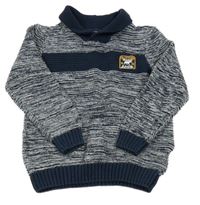 Tmavomodro-biely melírovaný sveter Dopodopo