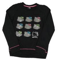 Čierna mikina s Hello Kitty z flitrů George