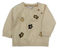 Béžový sveter s kvetmi Ergee