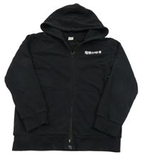 Čierna prepínaci mikina s nápismi a kapucňou LC Waikiki