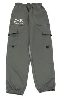 Sivé cargo cuff nohavice so smajlíkom