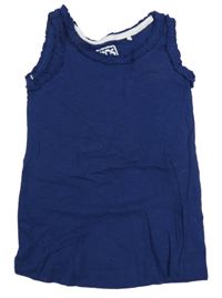 Tmavomodrý top s volánikmi