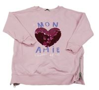 Růžová mikina se srdcem z flitrů a nápisy George