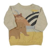 Béžovo-žlutý svetr se slonem F&F