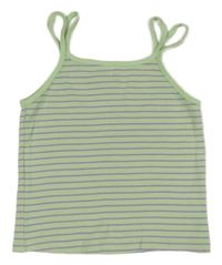 Lila-mintový pruhovaný rebrovaný crop top Zara