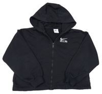 Černá propínací crop mikina s logem a kapucí Nike