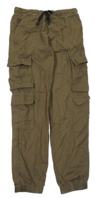 Khaki cargo plátenné cuff nohavice C&A