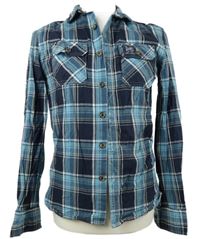 Pánska modro-tmavomodrá kockovaná košeľa Superdry