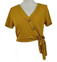 Dámska horčicová crop blúzka s mašlou Pull&Bear