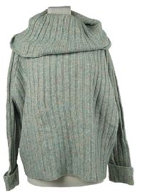 Dámsky světlemodro-sivý melírovaný sveter s komínovým golierom George