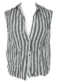 Dámská bílo-černá pruhovaná crop halenka Amisu 