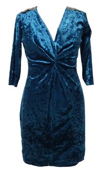 Dámské modré sametové šaty s flitry River Island 