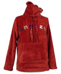 Dámská červená plyšová domácí mikina s nápisem a komínovým límcem TU