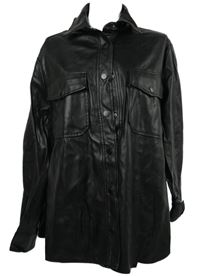 Dámská černá koženková košilová bunda Topshop 