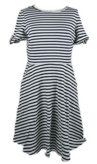 Dámske bielo-tmavomodré pruhované šaty Dorothy Perkins